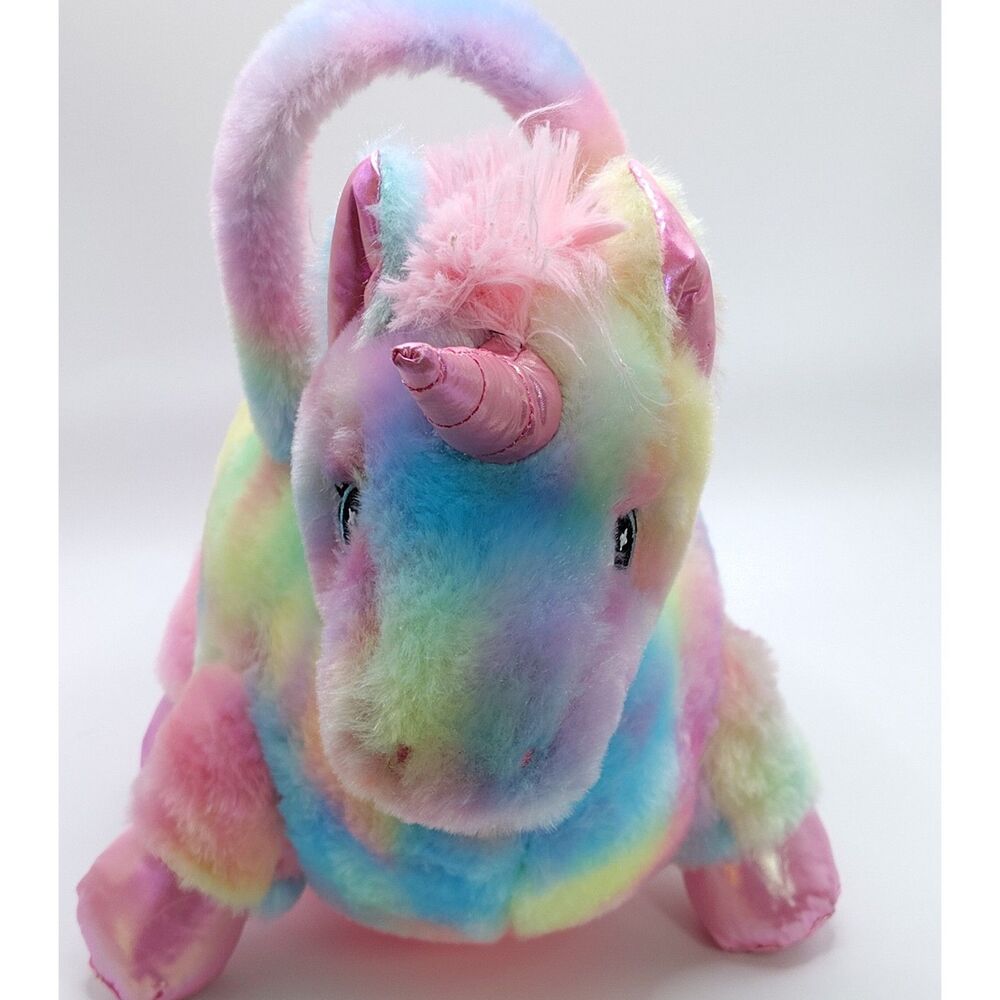 Dan Dee Unicorn Plush Easter Basket Rainbow Colorful Handle Play